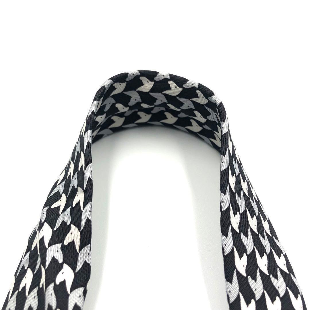 【美品】HERMES ネクタイ 馬柄 アニマル　動物 小紋柄 ブラック ホワイト