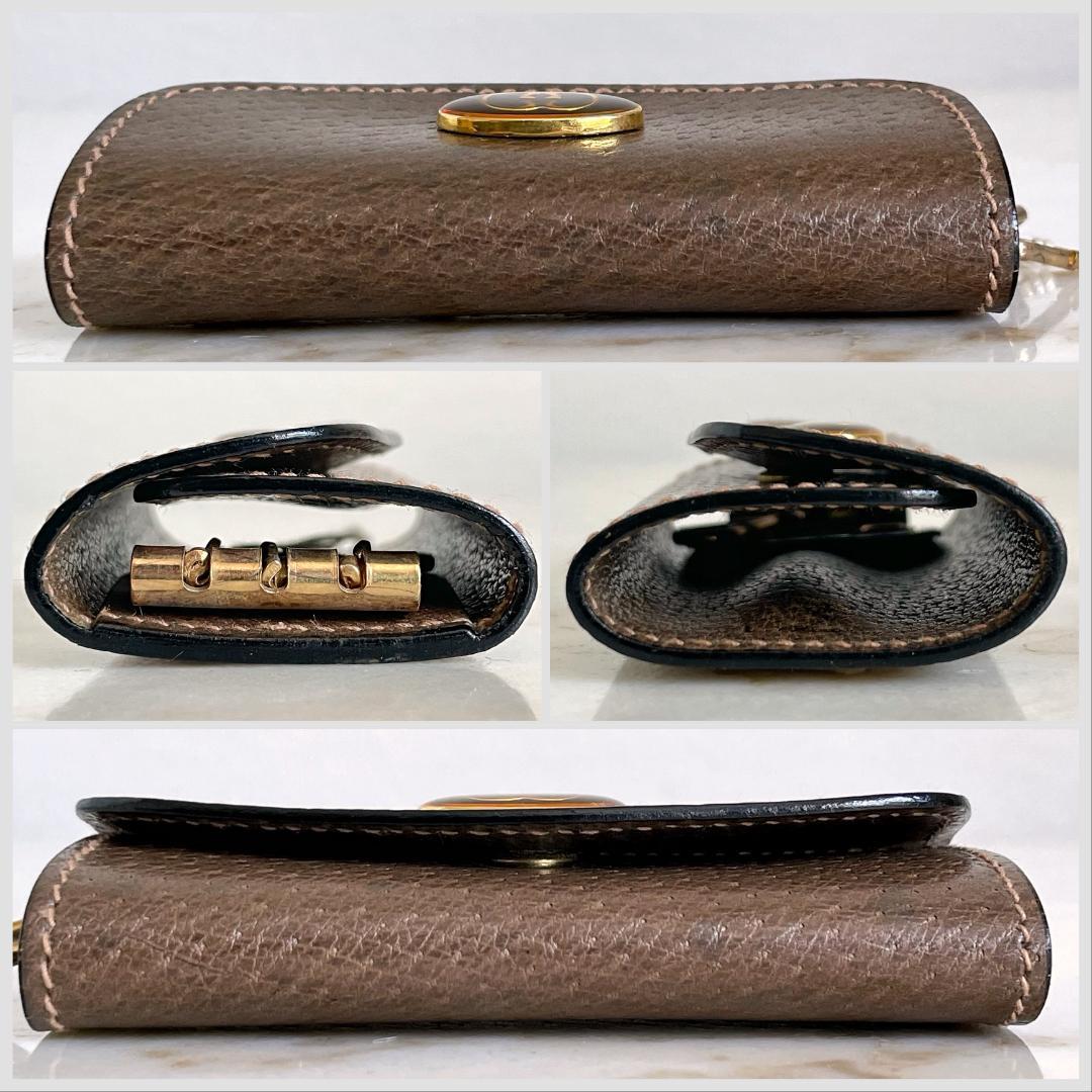 未使用品☆GUCCI オールドグッチ レザー3連キーケース 茶 イタリア製