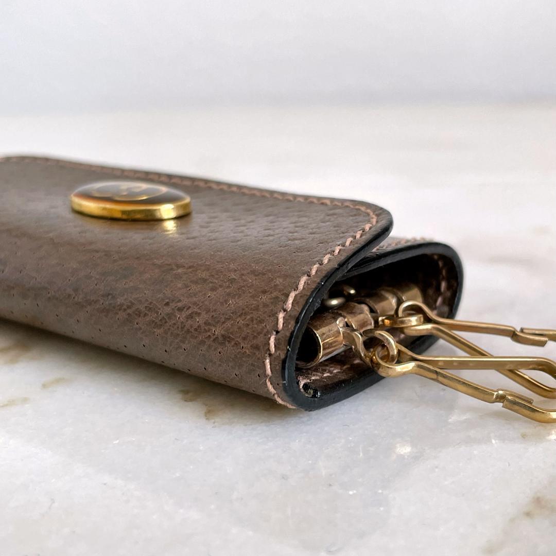 未使用品☆GUCCI オールドグッチ レザー3連キーケース 茶 イタリア製