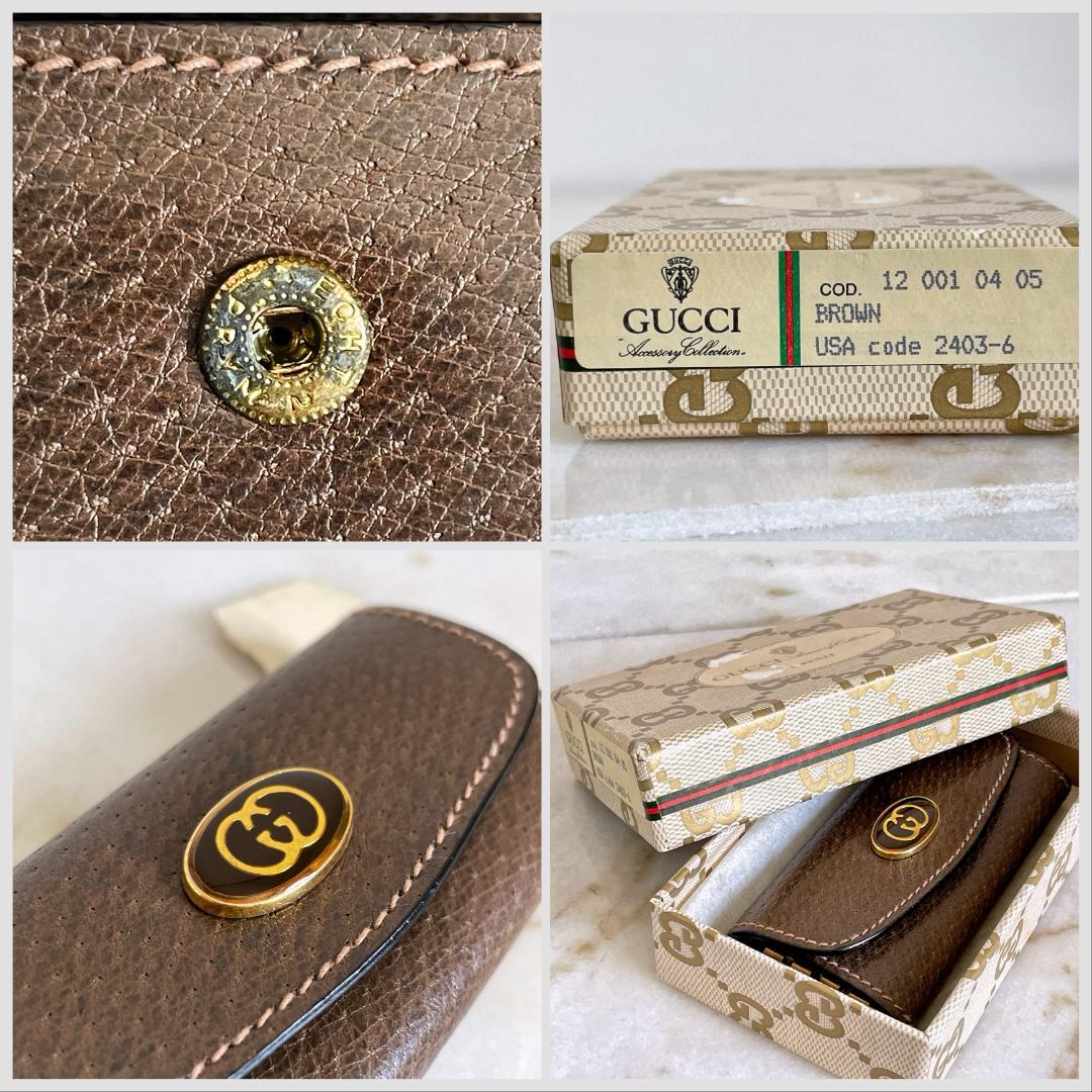 未使用品☆GUCCI オールドグッチ レザー3連キーケース 茶 イタリア製