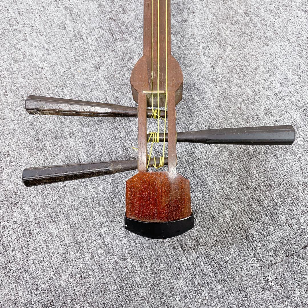 三味線 細棹 紫檀 犬皮 丸打胴 平溝 和楽器