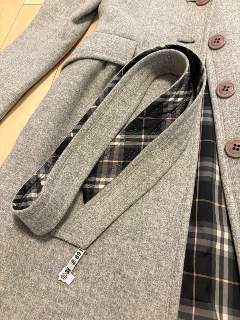 バーバリーブルーレーベル アンゴラ混 ロングコート 40 グレー