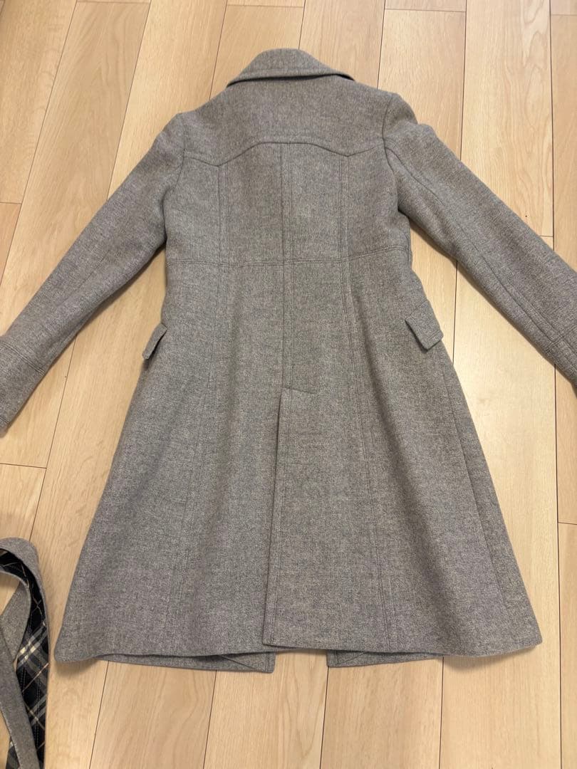 バーバリーブルーレーベル アンゴラ混 ロングコート 40 グレー