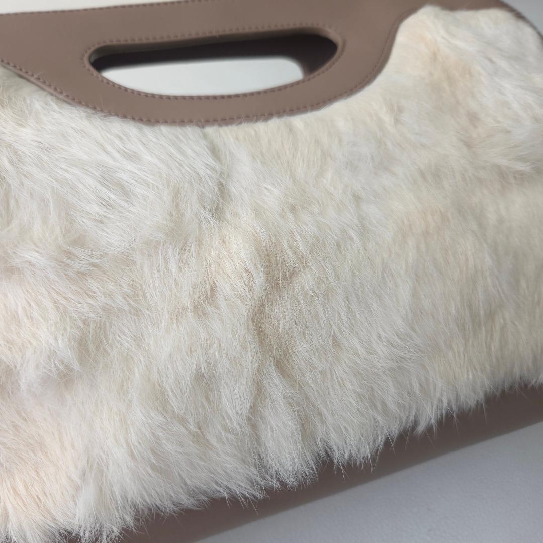 ペリーコ　アネッリ　ファー×レザー　ハンドバッグ　鞄　ベージュ　パーティー