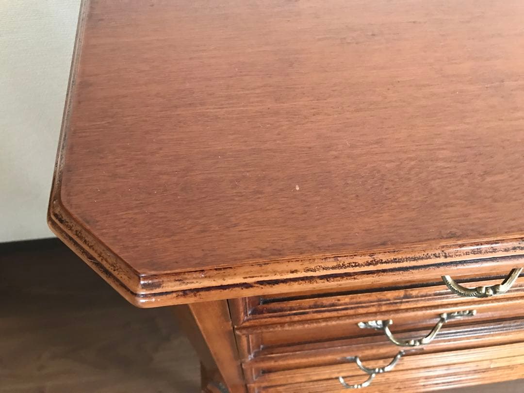 【輸入家具】猫脚 木製 チェスト 4段 茶 アール・ヌーヴォー アンティーク調