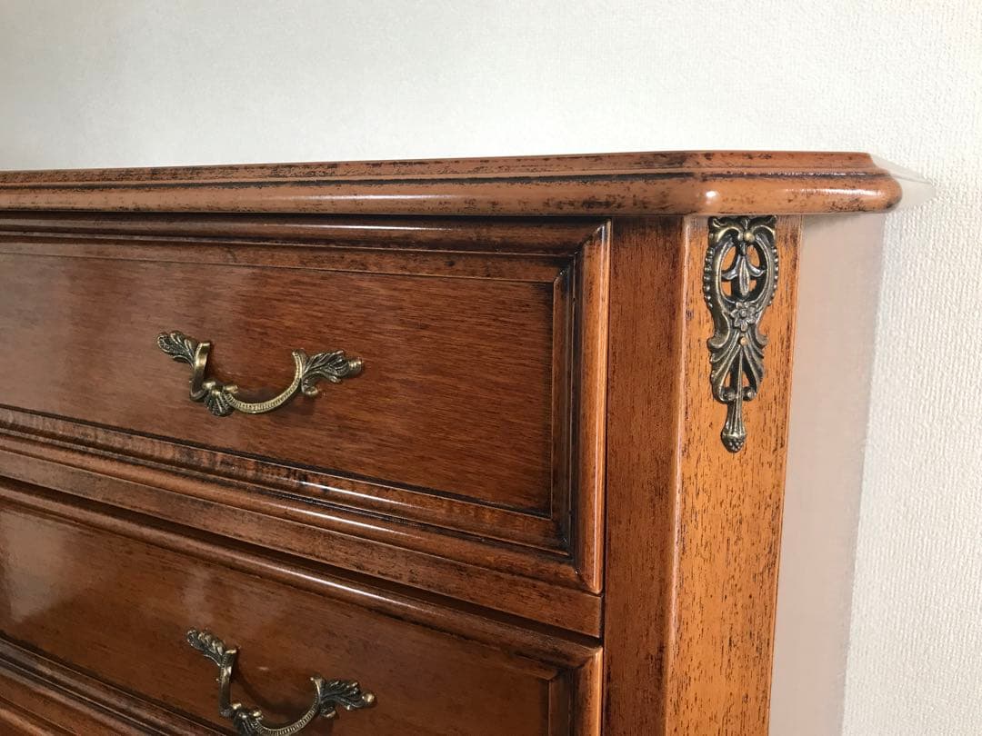 【輸入家具】猫脚 木製 チェスト 4段 茶 アール・ヌーヴォー アンティーク調