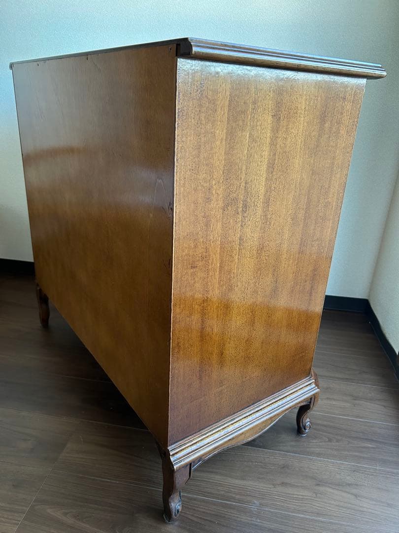 【輸入家具】猫脚 木製 チェスト 4段 茶 アール・ヌーヴォー アンティーク調