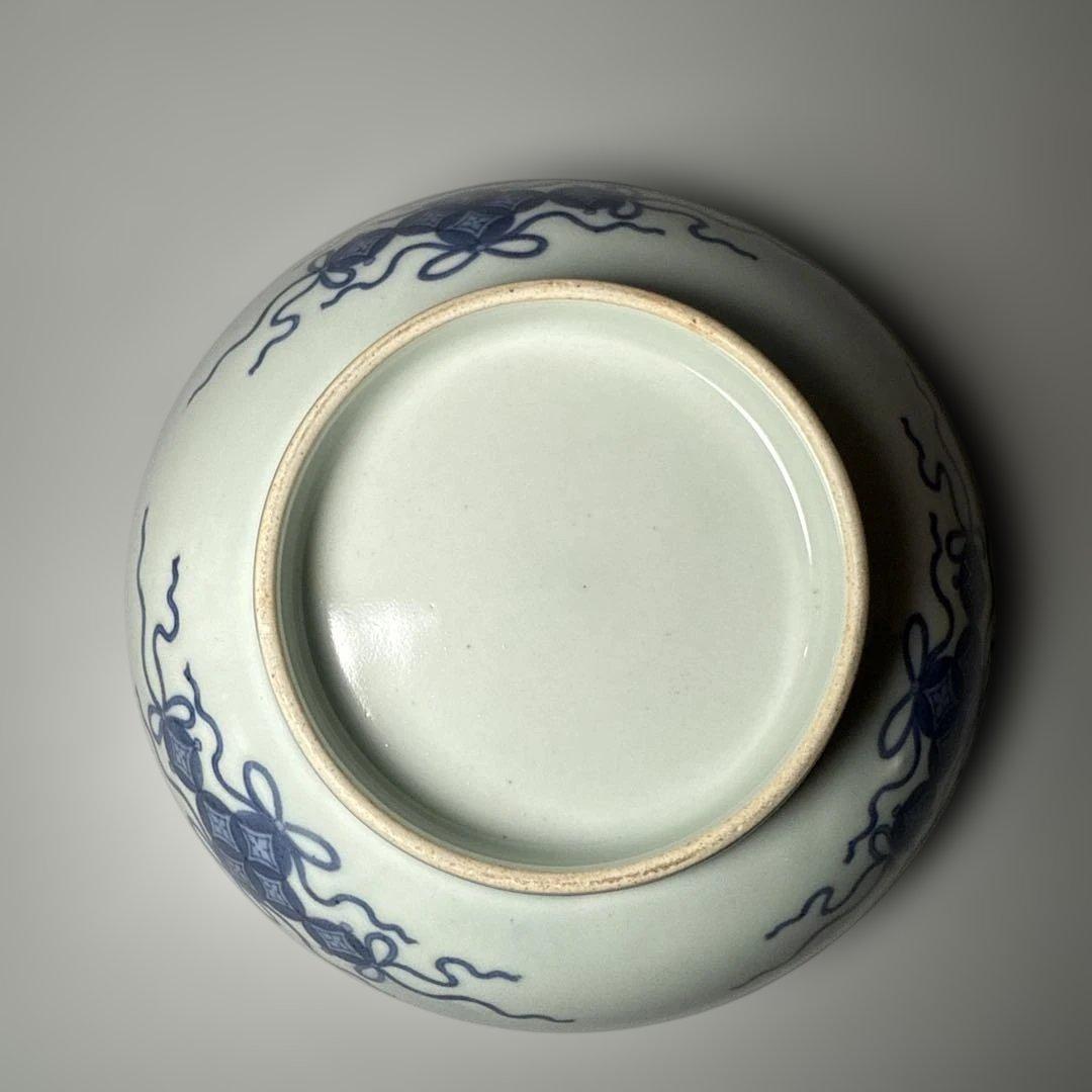 後期　色鍋島　椿文高台皿　櫛歯文高台　七宝結び文　桐箱付　幕末期