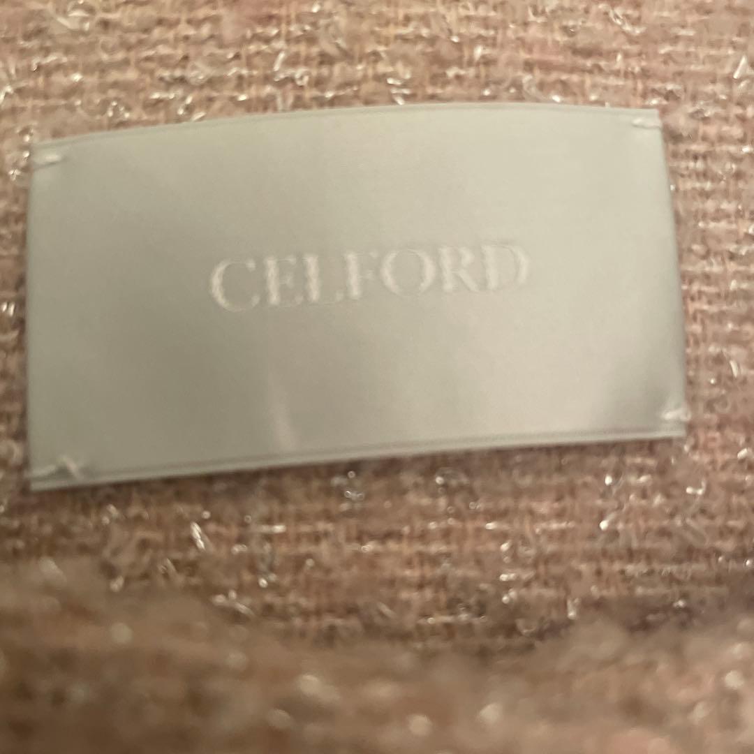 CELFORD ツイードベルスリーブミドルコートピンク