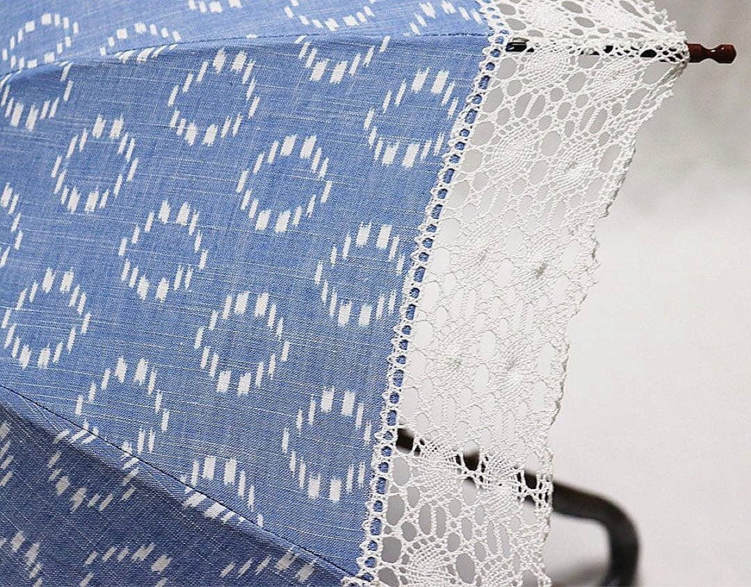 新品 バイカラー 上品豪華レース 爽やか空色 高級長傘 日傘 10本骨