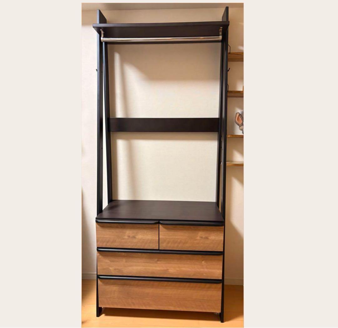 収納付きハンガーラック(ニーズ3 84 OP-3段 MBR/BK) ニトリ