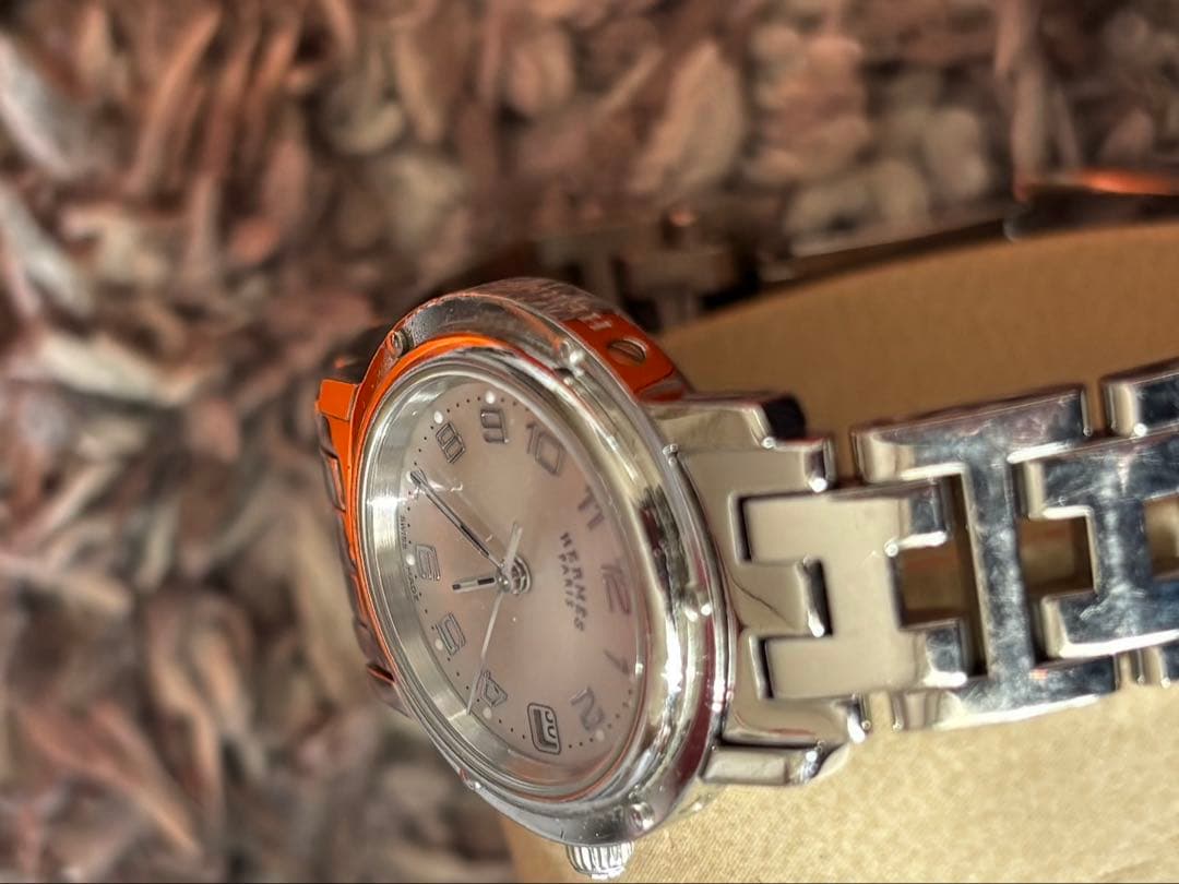 【HERMES】ピンクシェル クリッパーナクレ レディース 腕時計　ジャンク