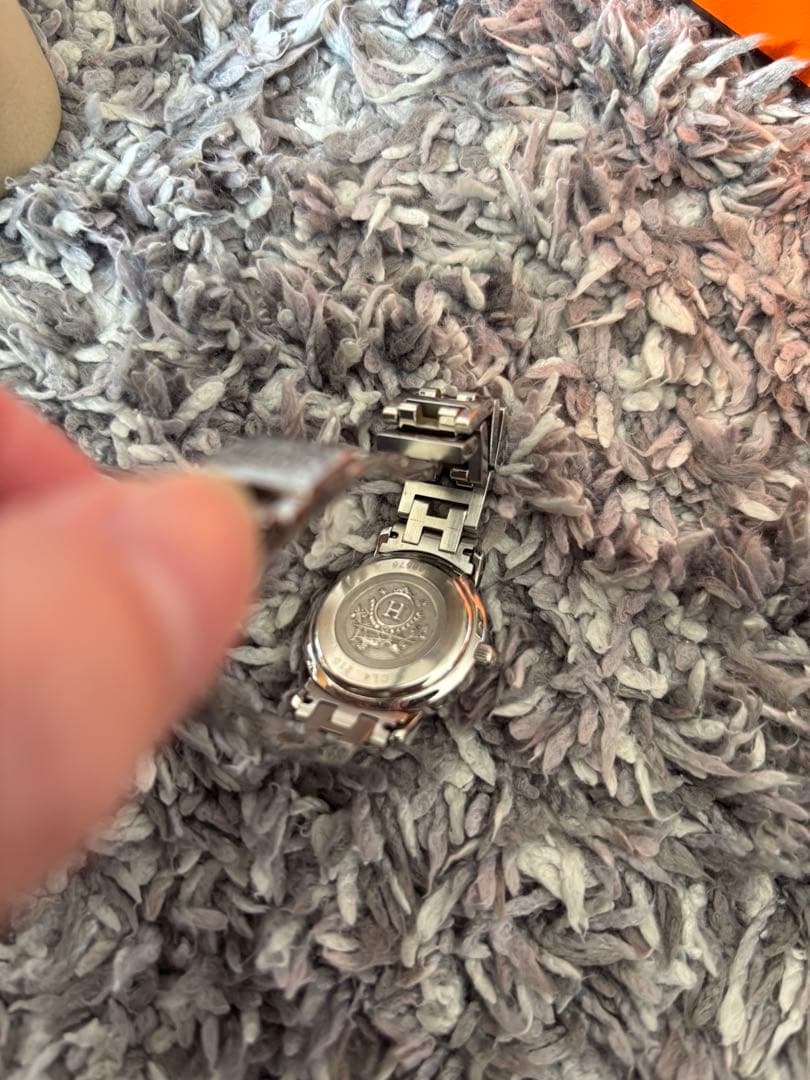 【HERMES】ピンクシェル クリッパーナクレ レディース 腕時計　ジャンク