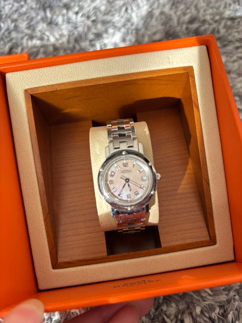 【HERMES】ピンクシェル クリッパーナクレ レディース 腕時計　ジャンク