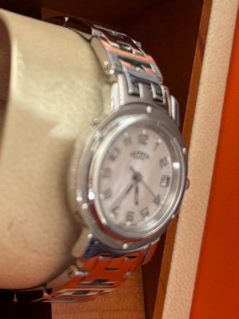 【HERMES】ピンクシェル クリッパーナクレ レディース 腕時計　ジャンク