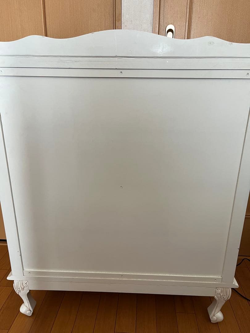 アンティーク　ホワイト家具木製チェスト 5段　ロココ調