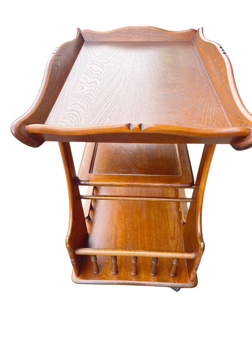 HR603 希少デザイン　カリモク家具　キッチンワゴン　サイドワゴン　ラタン