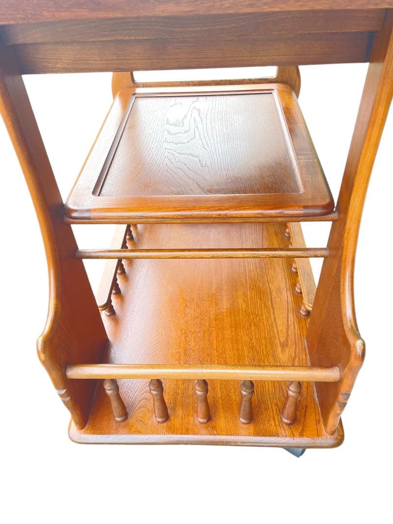 HR603 希少デザイン　カリモク家具　キッチンワゴン　サイドワゴン　ラタン