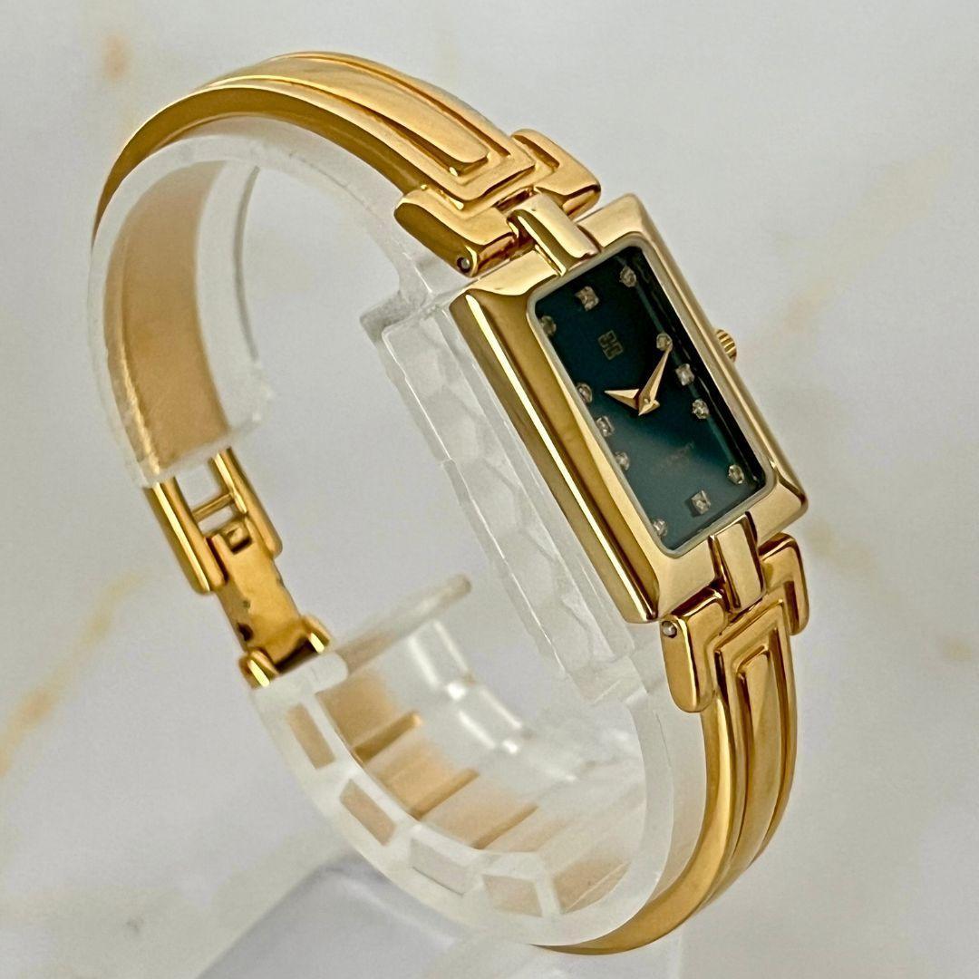 【稼働品】GIVENCHY レディース 腕時計 12Pダイヤ バングル クォーツ