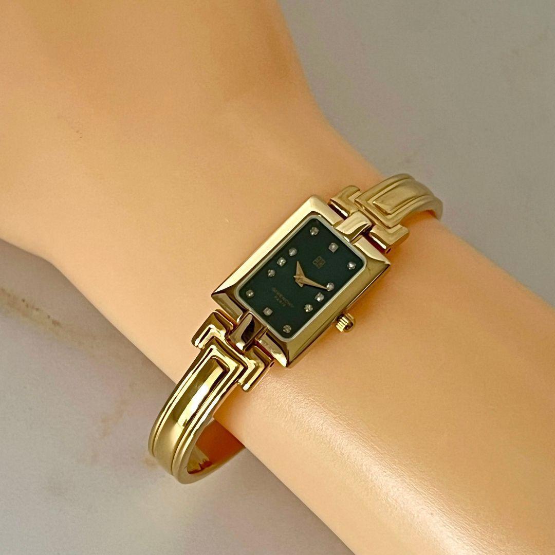 【稼働品】GIVENCHY レディース 腕時計 12Pダイヤ バングル クォーツ