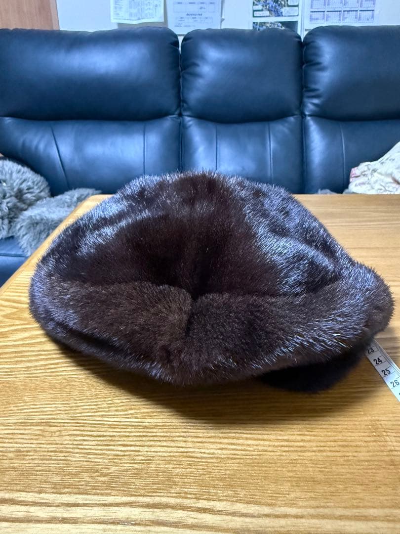 ブラックグラマミンク　ダークブラウン ミンクファー帽子 アメリカ製　Fサイズ