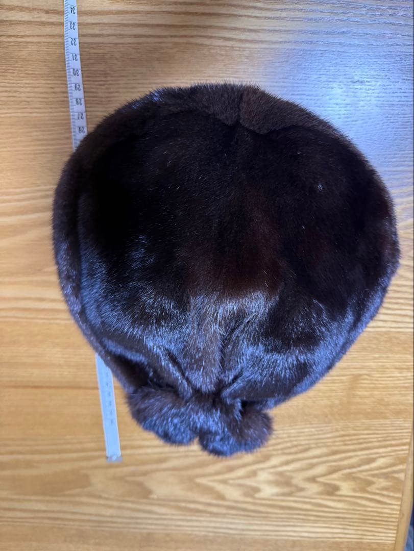 ブラックグラマミンク　ダークブラウン ミンクファー帽子 アメリカ製　Fサイズ