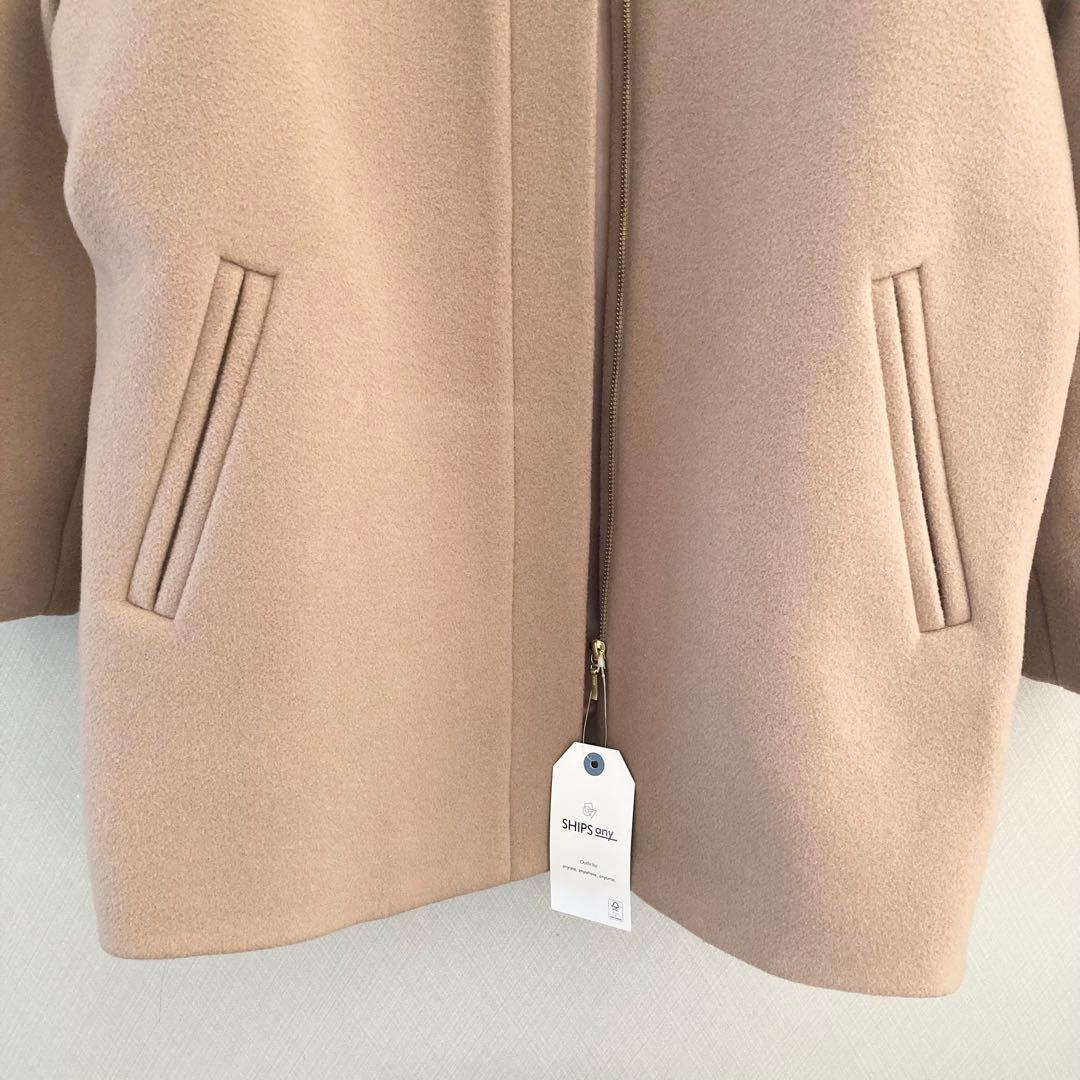 【未使用タグ付き】SHIPS any ノーカラー ミディ コート ベージュ