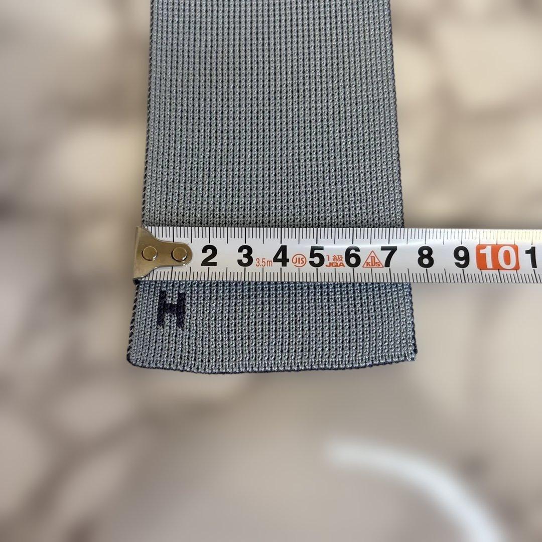 【4way】HERMES ニットタイ　ブルー　ネイビー　ベージュ　青　紺