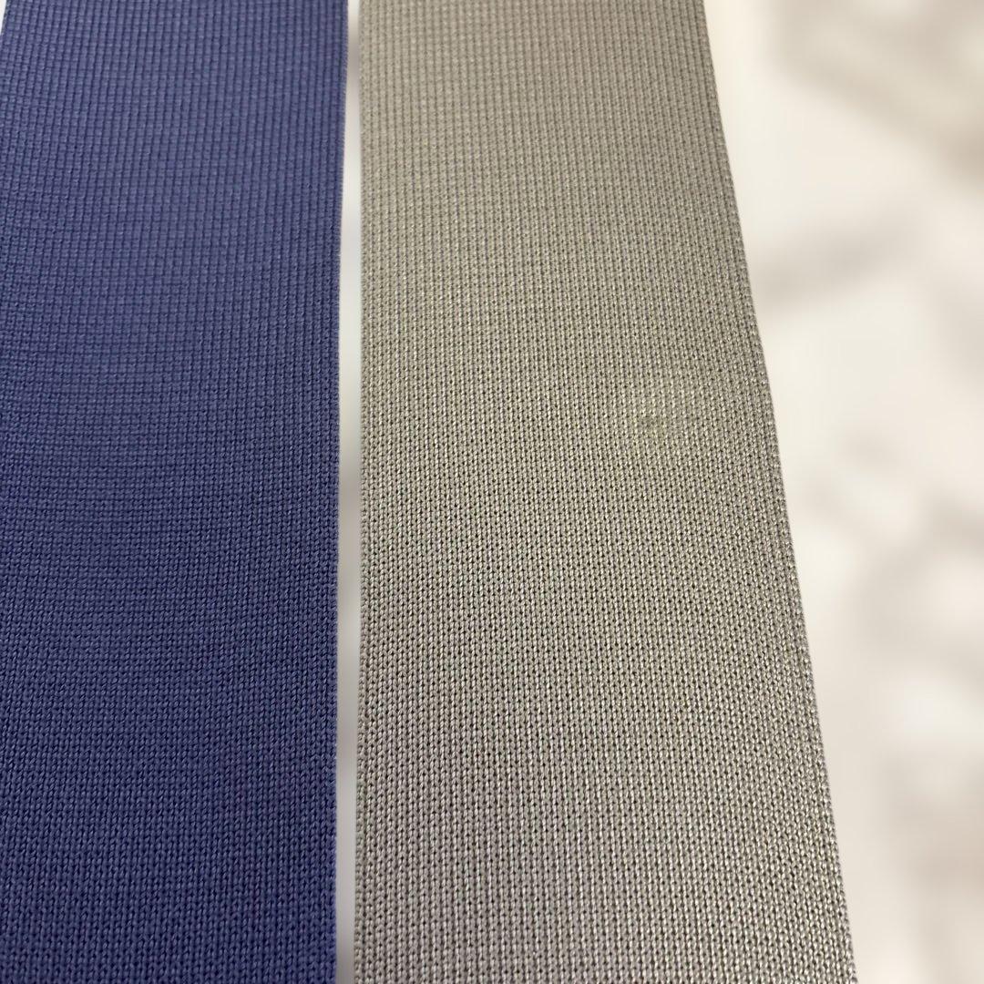 【4way】HERMES ニットタイ　ブルー　ネイビー　ベージュ　青　紺