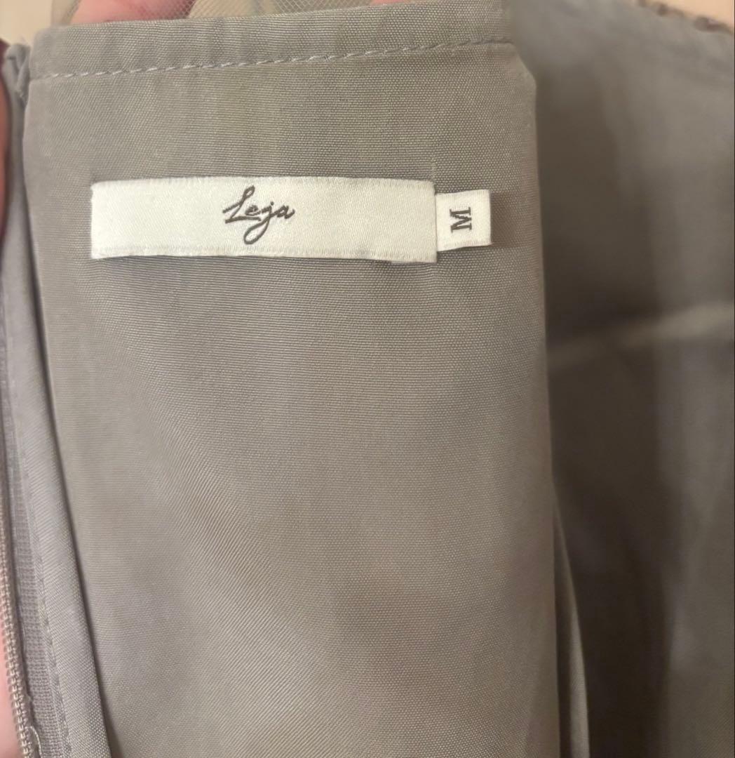 【LEJA】アシンメトリーシアーフラワーワンピースドレス