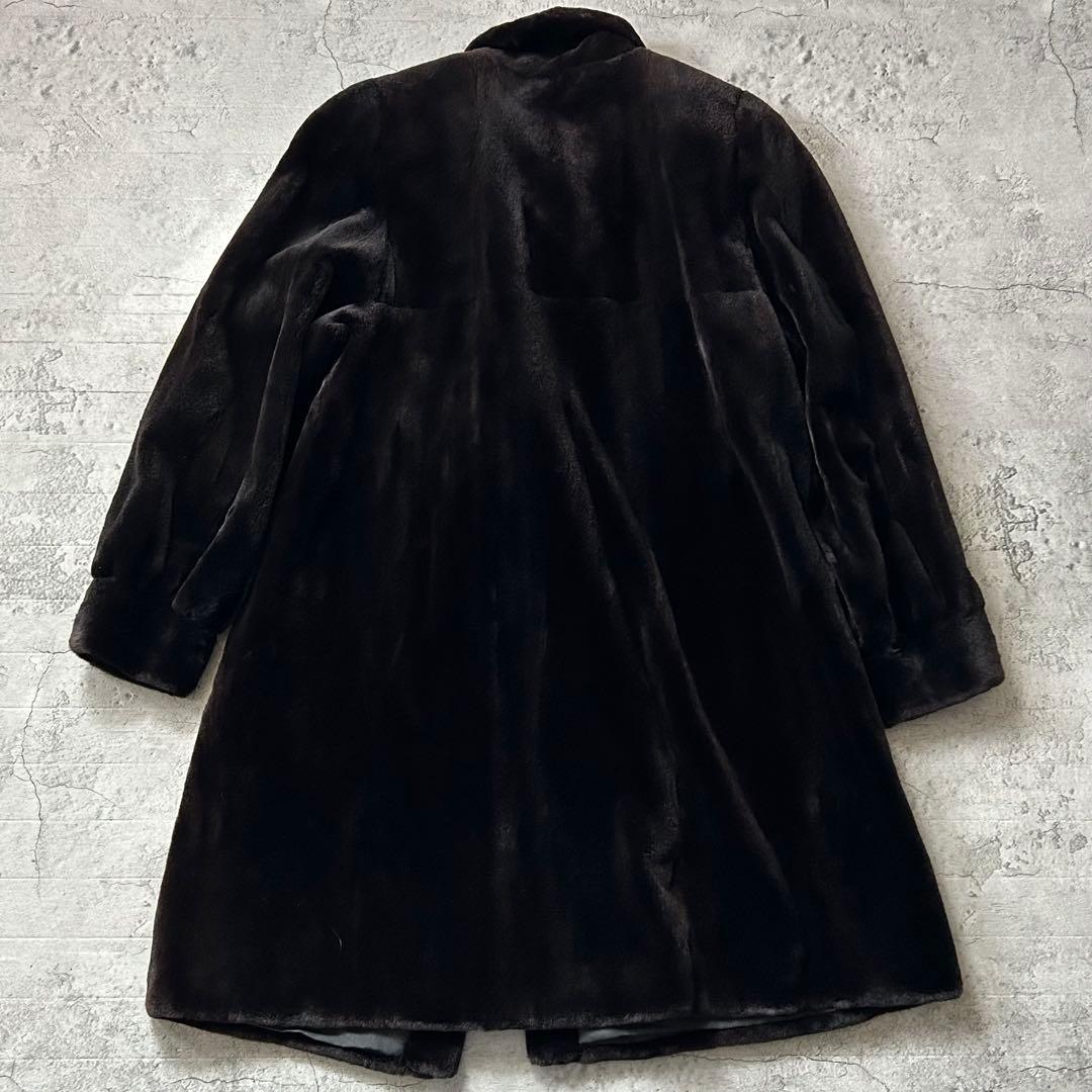 ✨極美品 シェアードミンク ファーコート ロング丈 茶 大きいサイズ✨