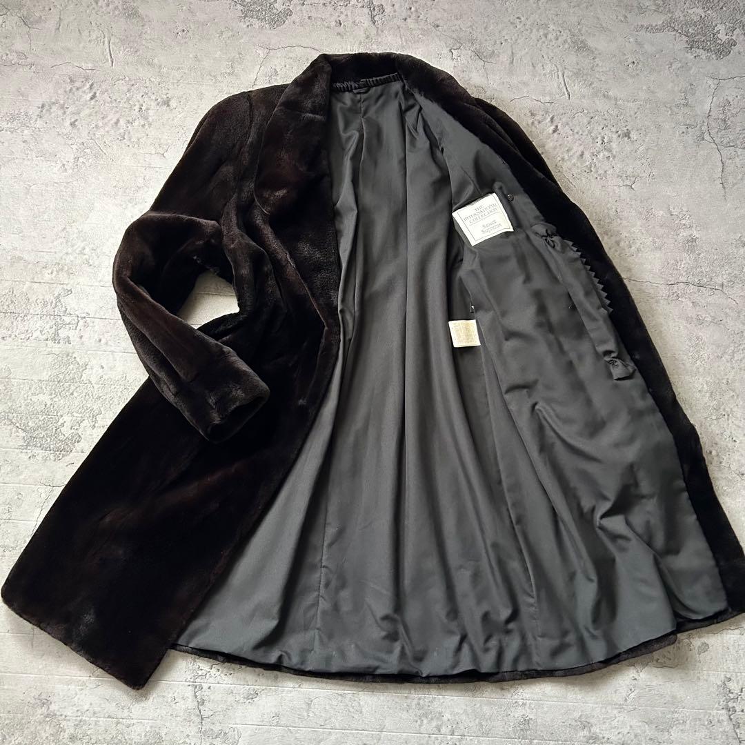 ✨極美品 シェアードミンク ファーコート ロング丈 茶 大きいサイズ✨