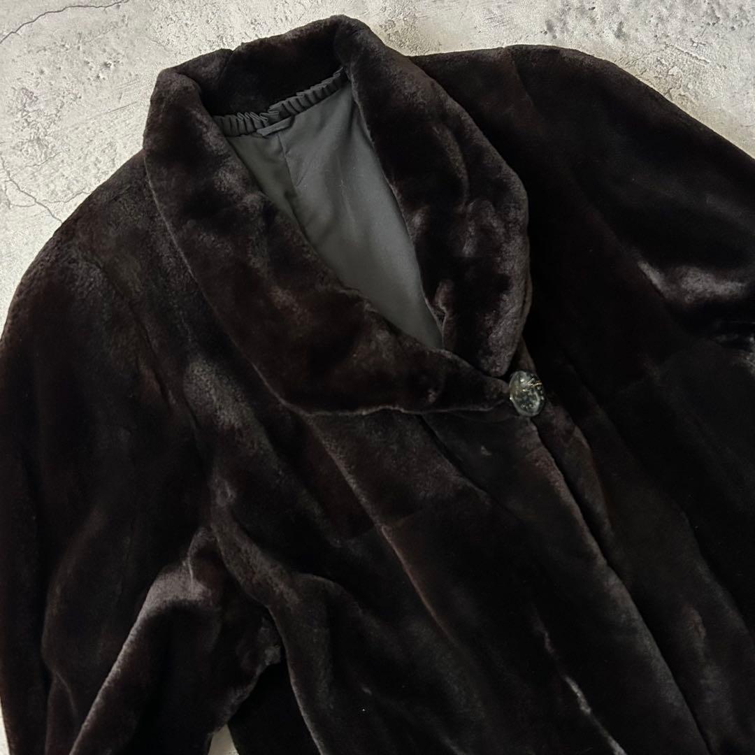 ✨極美品 シェアードミンク ファーコート ロング丈 茶 大きいサイズ✨