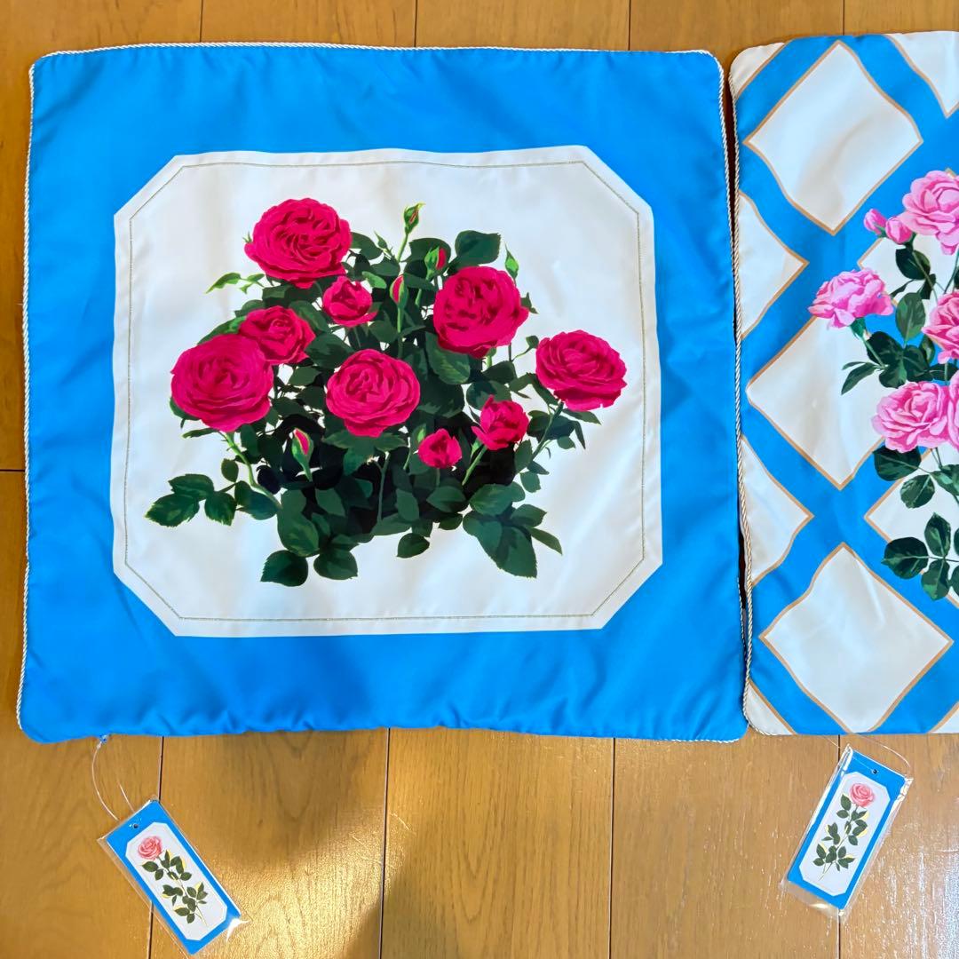 ルルメリー　フランフラン　 バラの花柄クッションカバー 赤バラピンクバラ　２枚