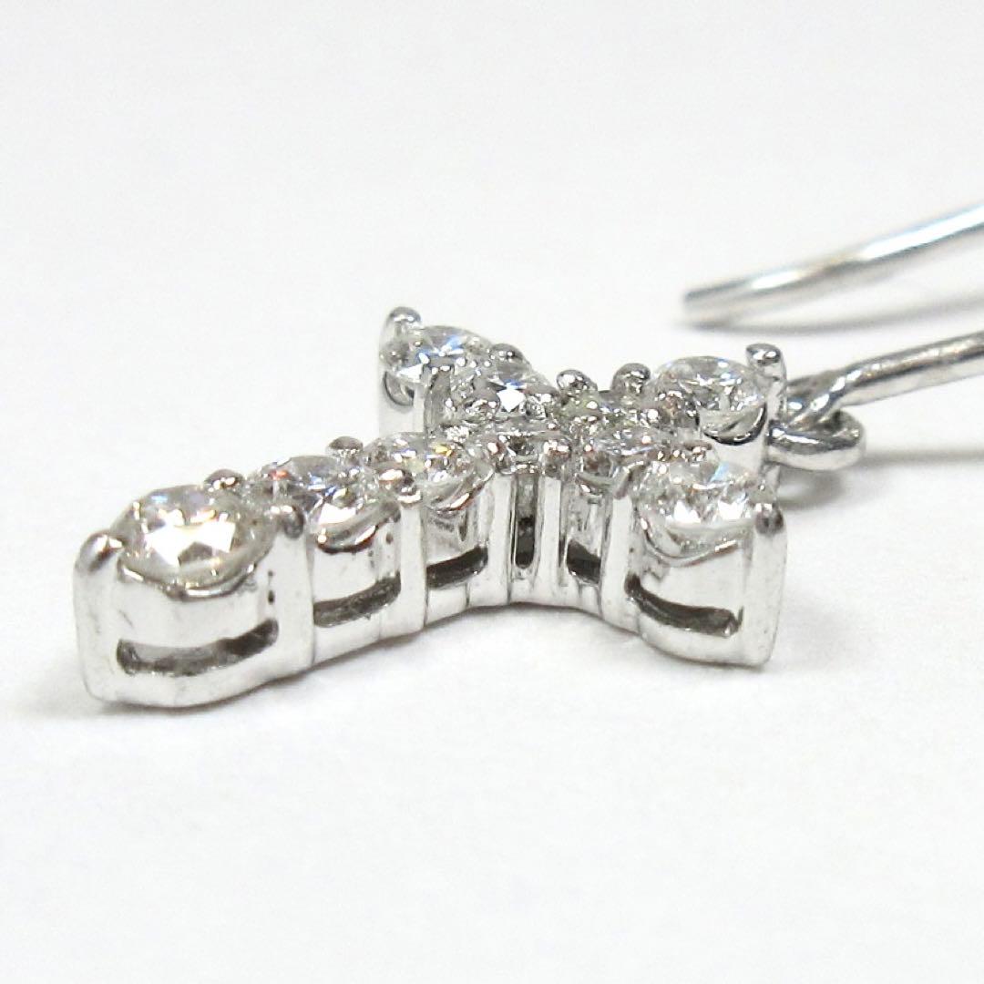 ダイヤ ピアス フックピアス 片側 片耳 クロスピアス Pt900 プラチナ