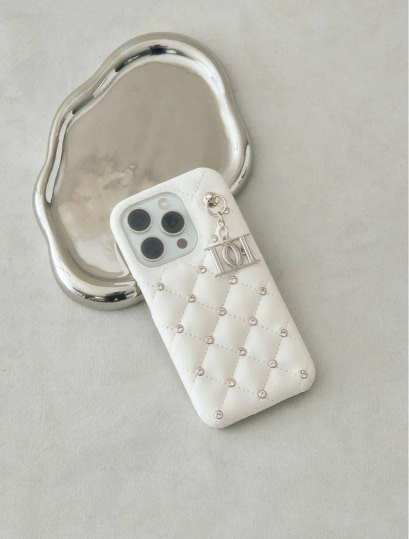 DarichキルティングビジューDDチャーム iPhoneケース 16Pro