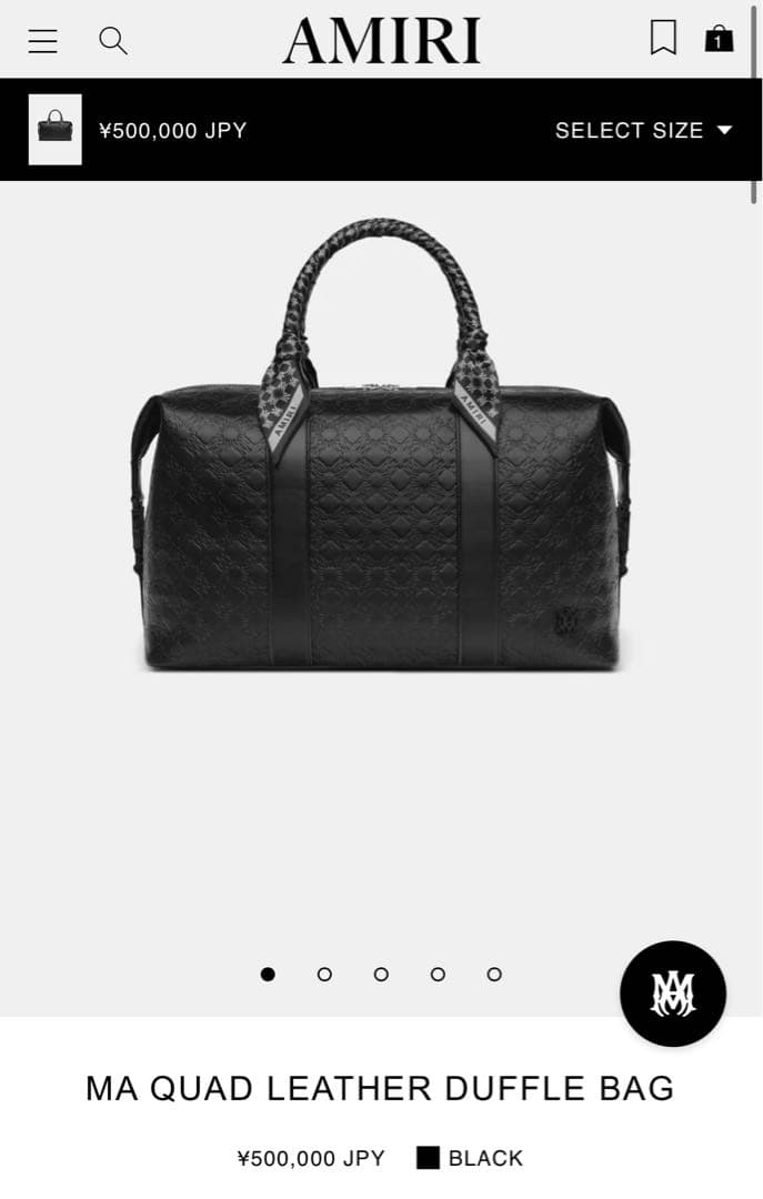 AMIRI MA QUAD レザーダッフルバッグ（ブラック）