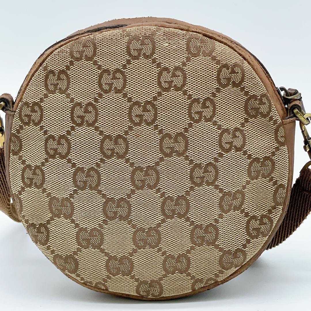 GUCCI ロゴプレート キャンバス サークルショルダーバッグ e579