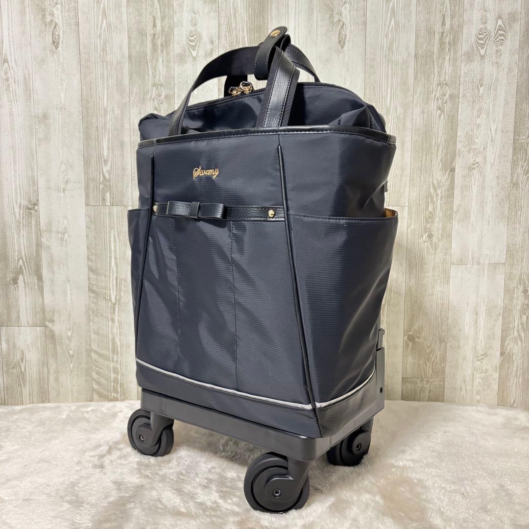 ⭐️美品⭐️スワニー キャリーバッグ 4輪ストッパー付　黒　リボン