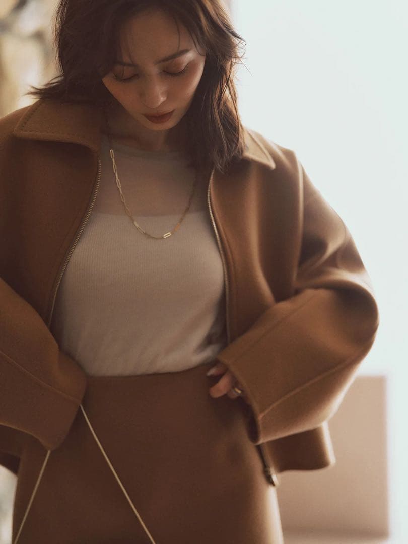 最終値下げ anuans リバーウールショートコート キャメル