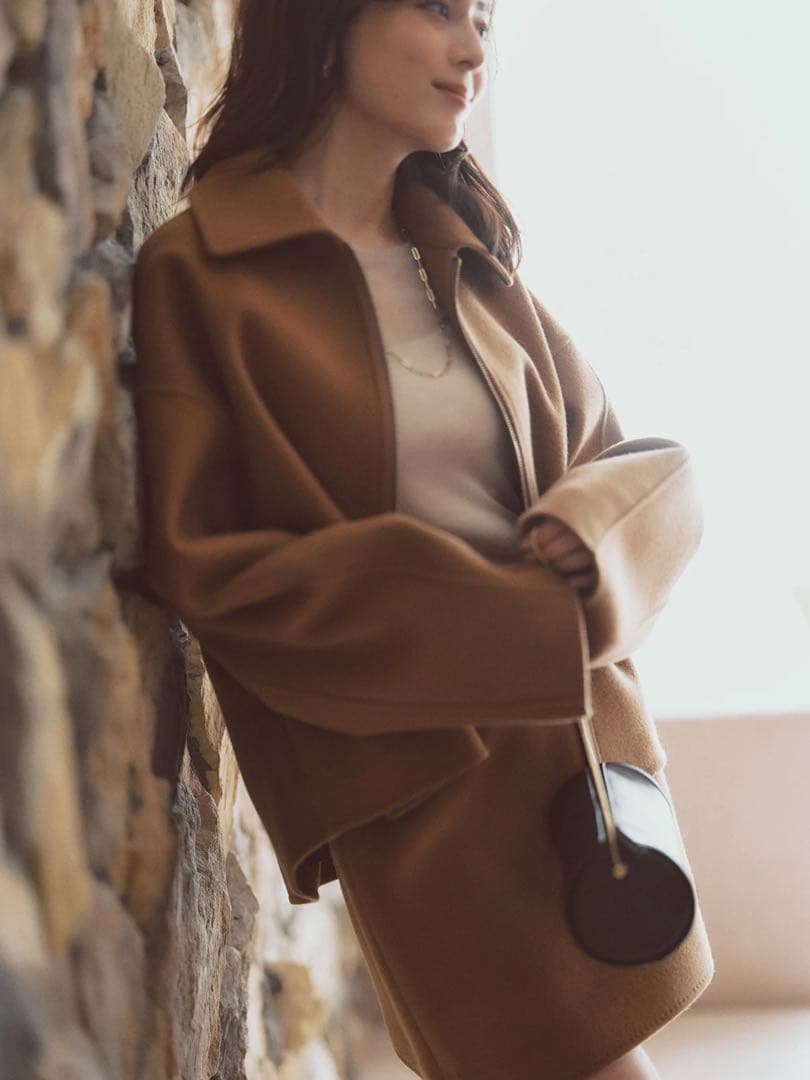 最終値下げ anuans リバーウールショートコート キャメル