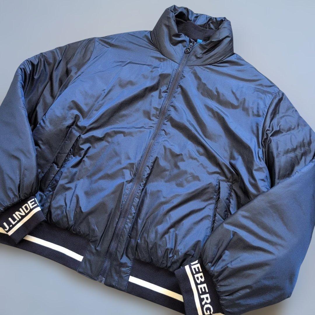 【美品】ジェイリンドバーグゴルフ　リブ袖ロゴデザイン　中綿ダウンジャケット　L