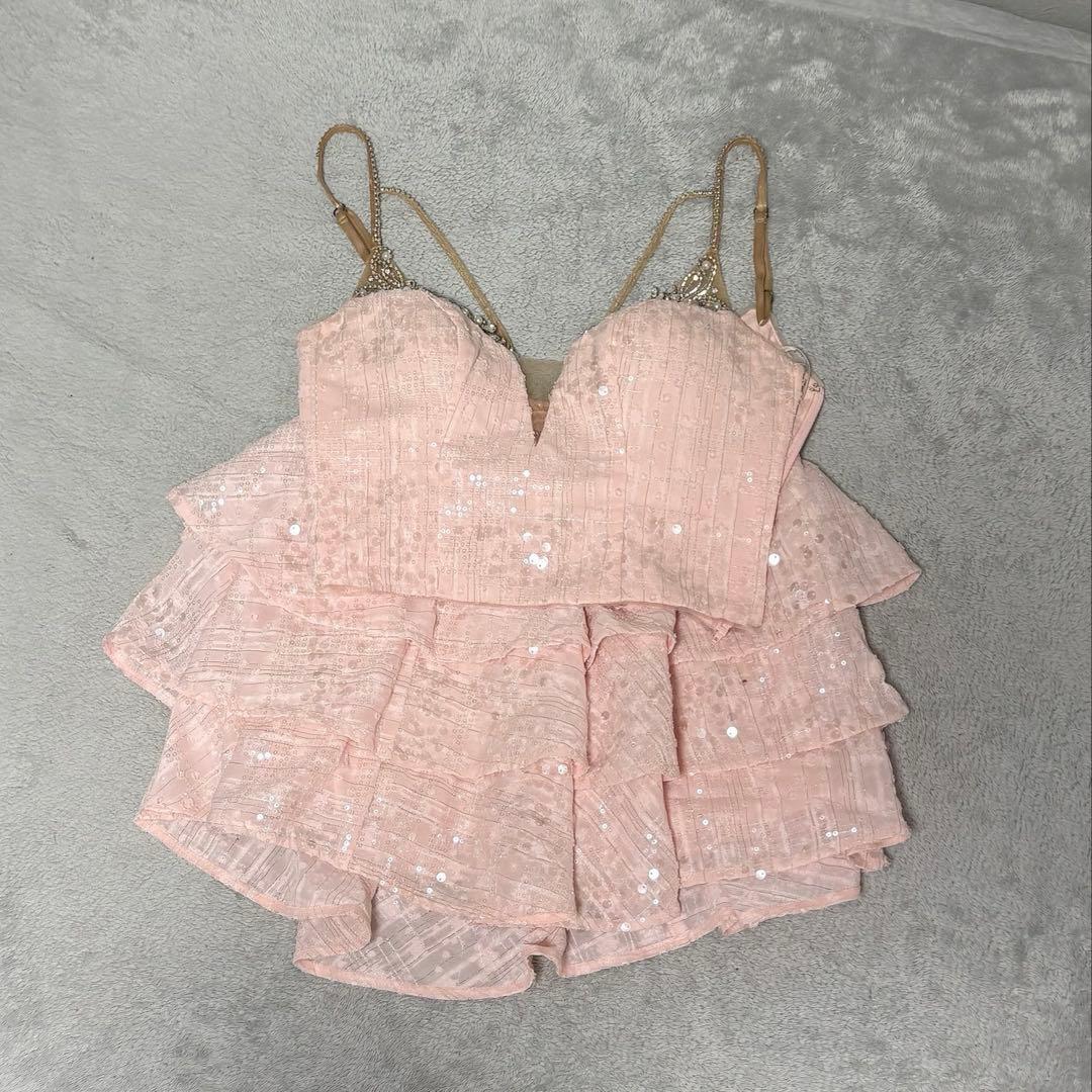 ピンク フリルスカート キャバドレス キャバクラドレス