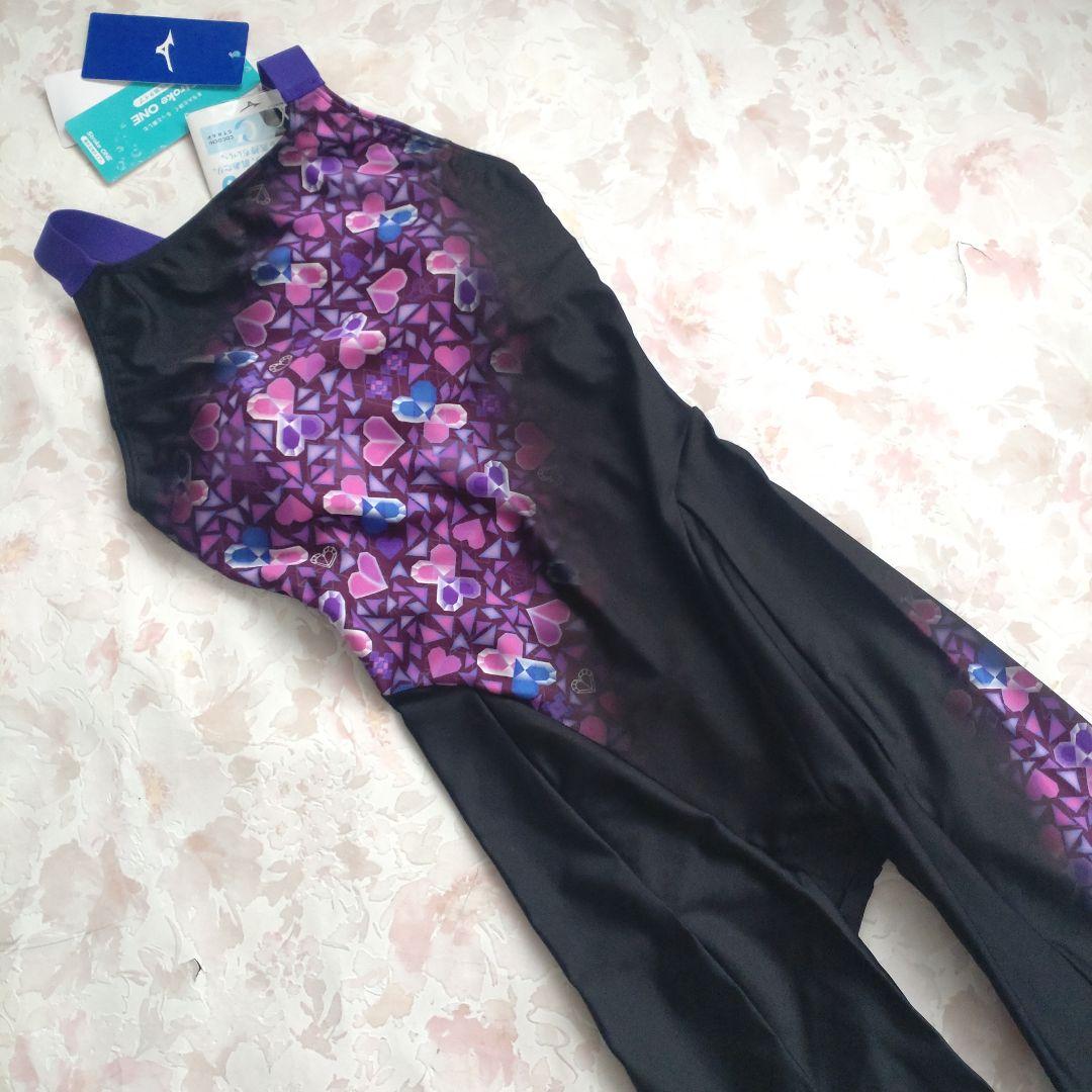 M 新品 MIZUNO 寺川綾 StrokeONE パッド付 練習水着 紫×黒