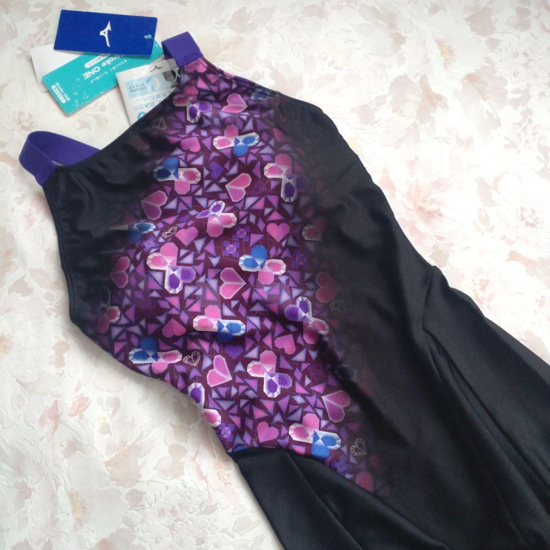 M 新品 MIZUNO 寺川綾 StrokeONE パッド付 練習水着 紫×黒