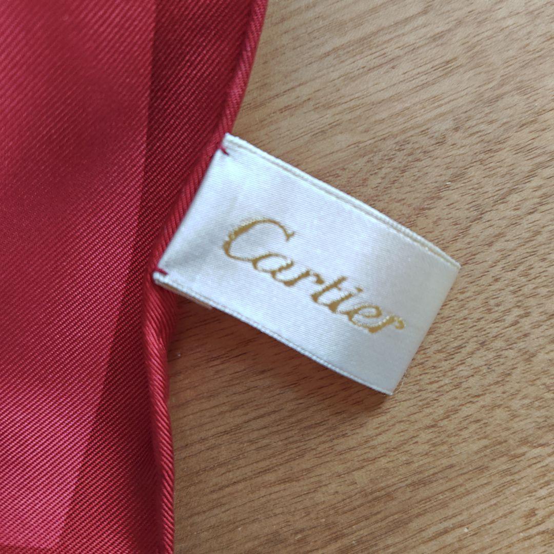 Cartier ヒョウ柄 赤 スカーフ
