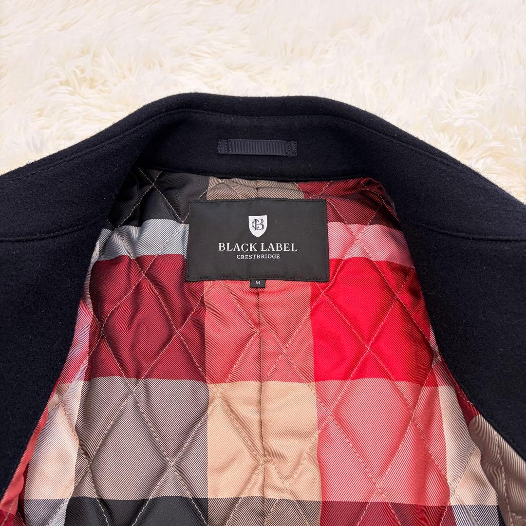 【美品✨️黒✕CBチェック】ブラックレーベルクレストブリッジ ピーコート
