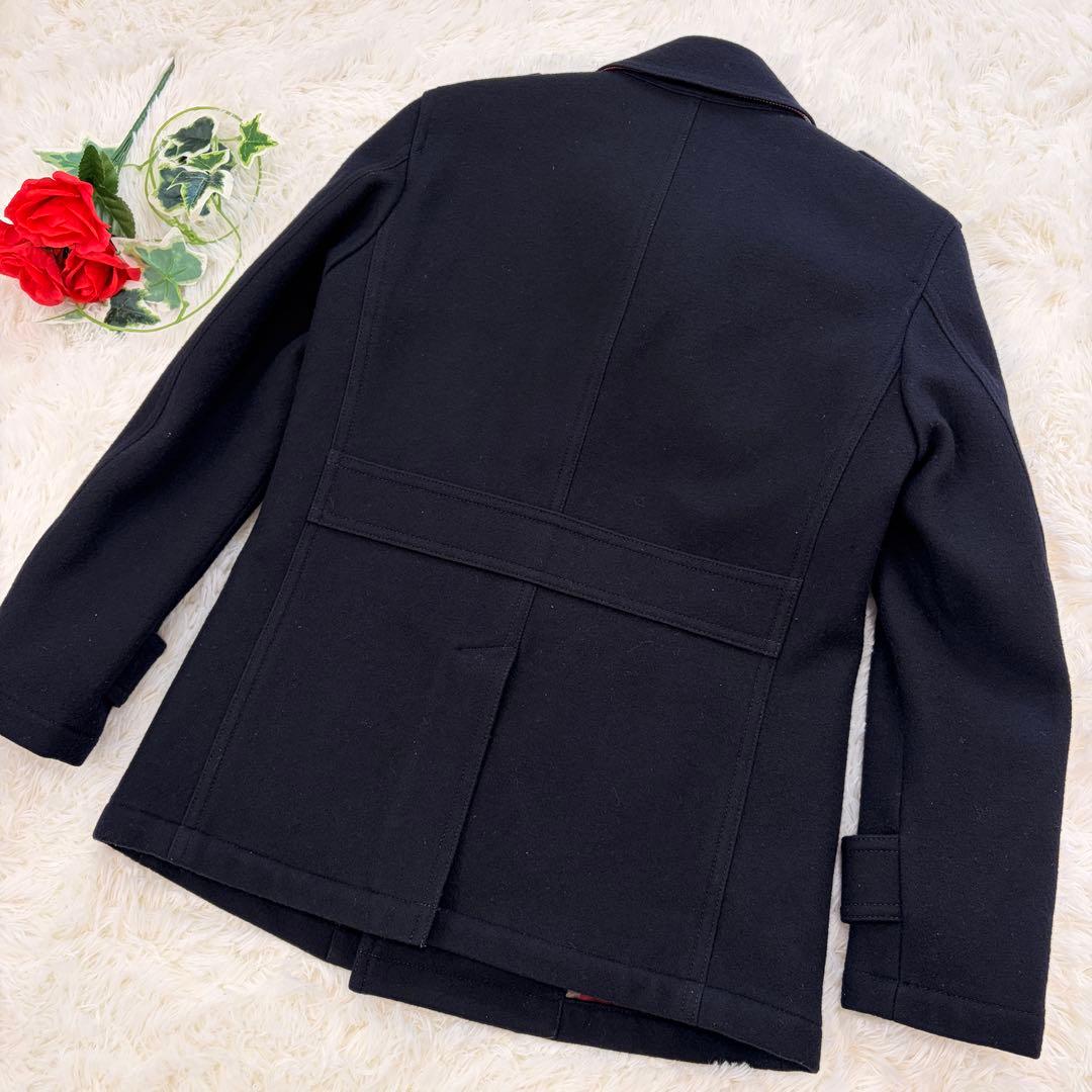 【美品✨️黒✕CBチェック】ブラックレーベルクレストブリッジ ピーコート