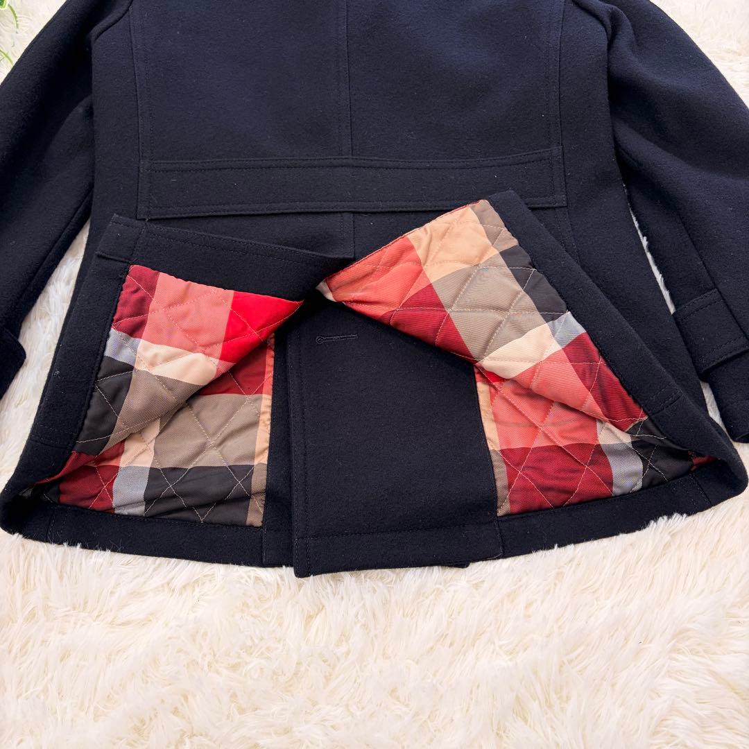 【美品✨️黒✕CBチェック】ブラックレーベルクレストブリッジ ピーコート