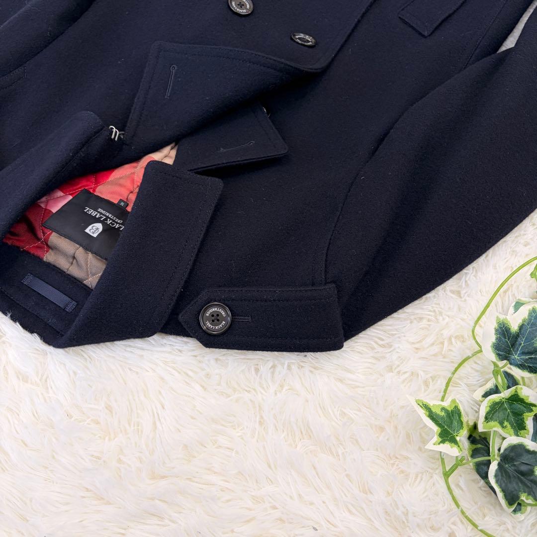 【美品✨️黒✕CBチェック】ブラックレーベルクレストブリッジ ピーコート